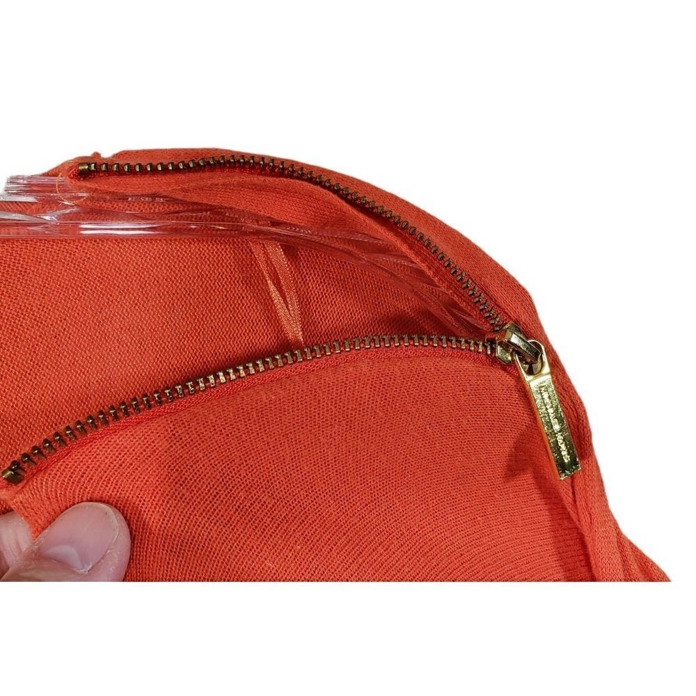 Michael Michael Kors Top Women Sz Small Orange 3/4 Sleeve Cowl Neck Zip Shoulder - Picture 6 of 14